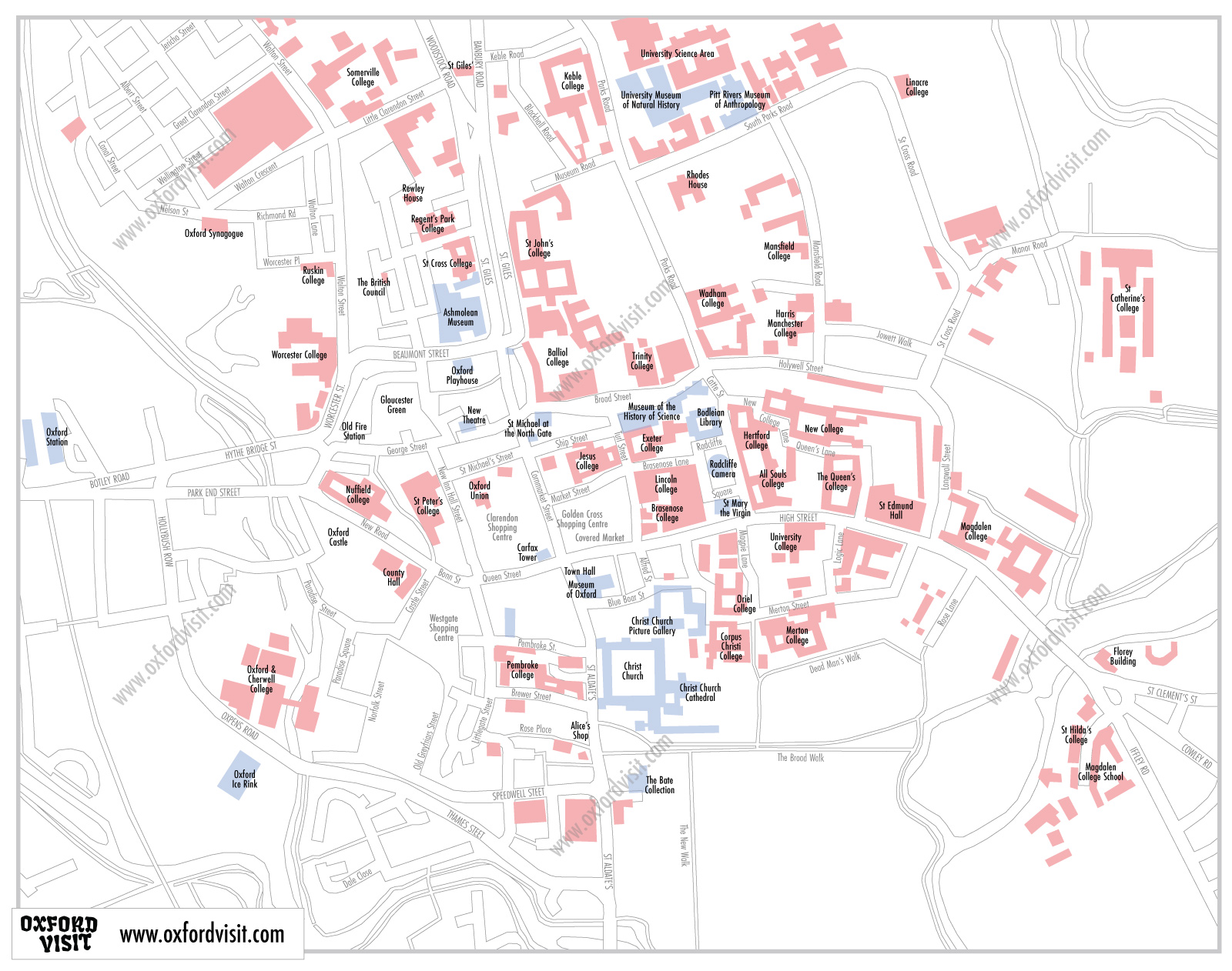 Oxford Plan Your Visit Map  Colleges 